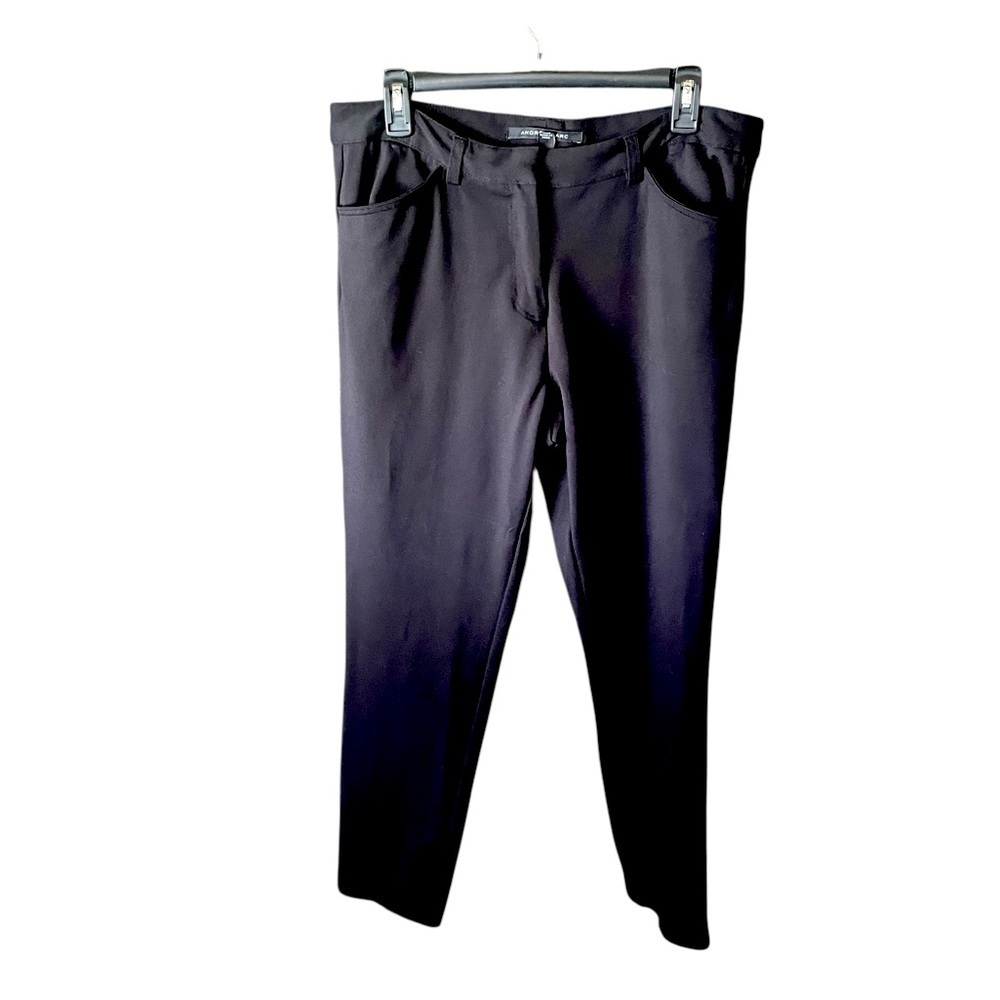Andrew Marc womens tapered leg ponte stretch pants pockets 12 black